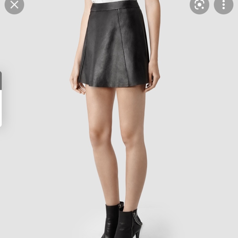 All saints Staple Black Leather Mini Skirt wear with any T US0
